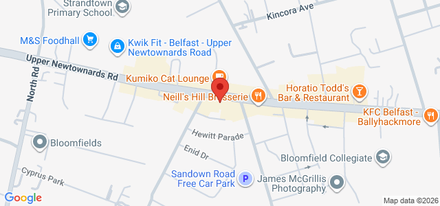 Map showing Papa Johns (UK) Belfast - Upper Newtownards Road in Belfast